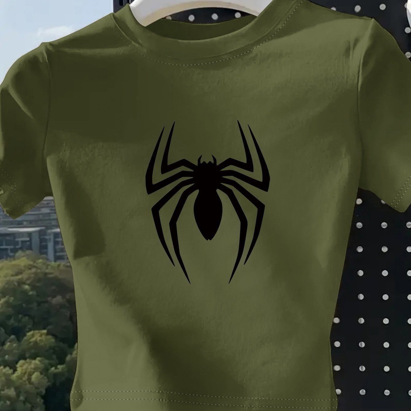 Women's Fashion Printed T-Shirt with Spider Pattern Design, Soft and Breathable