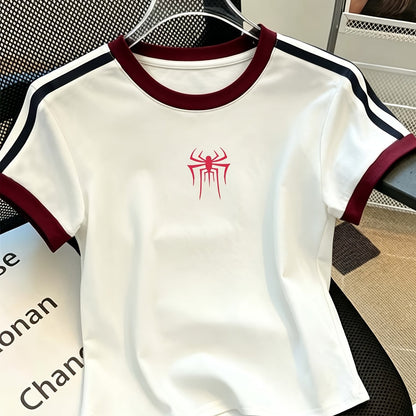 Creative Spider Pattern Print Design Tee