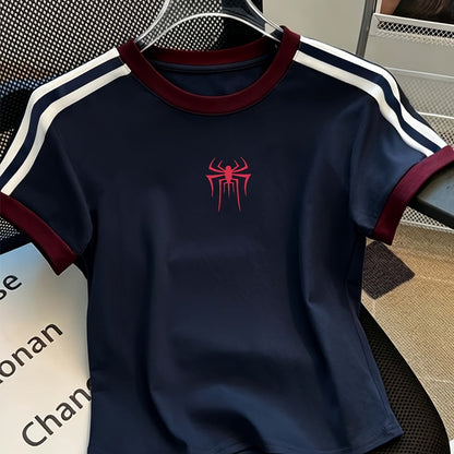 Creative Spider Pattern Print Design Tee