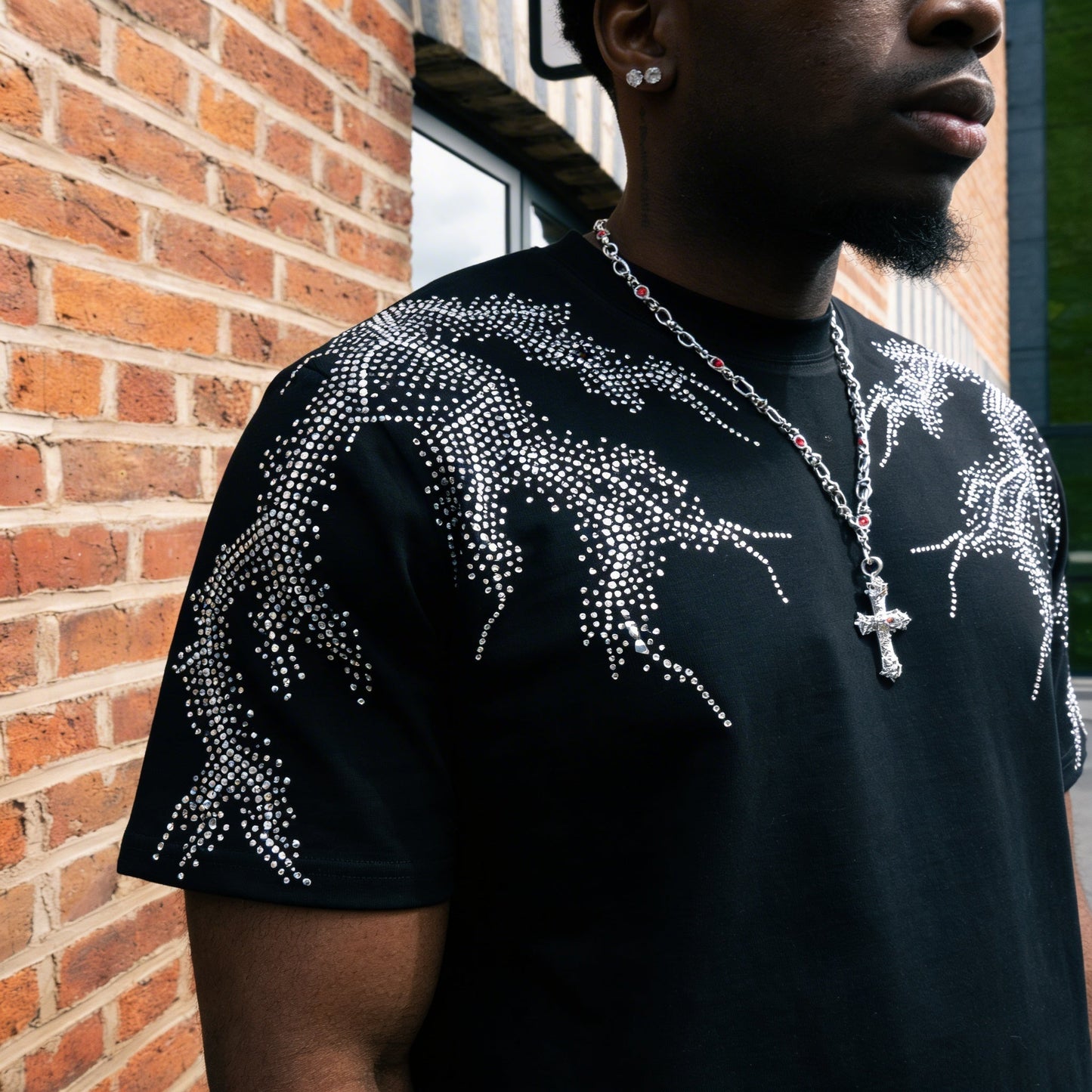 VYBES Rhinestone Lightning Tee
