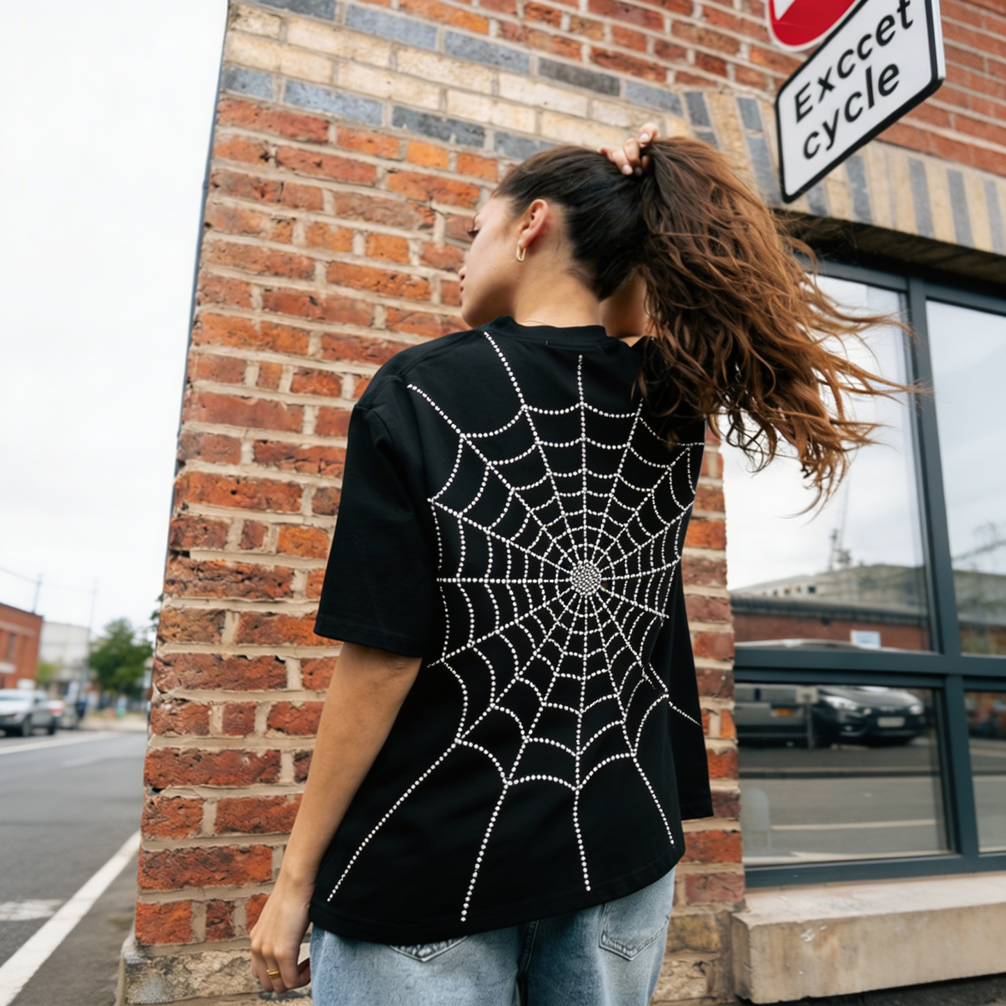 VYBES Rhinestone Web Tee