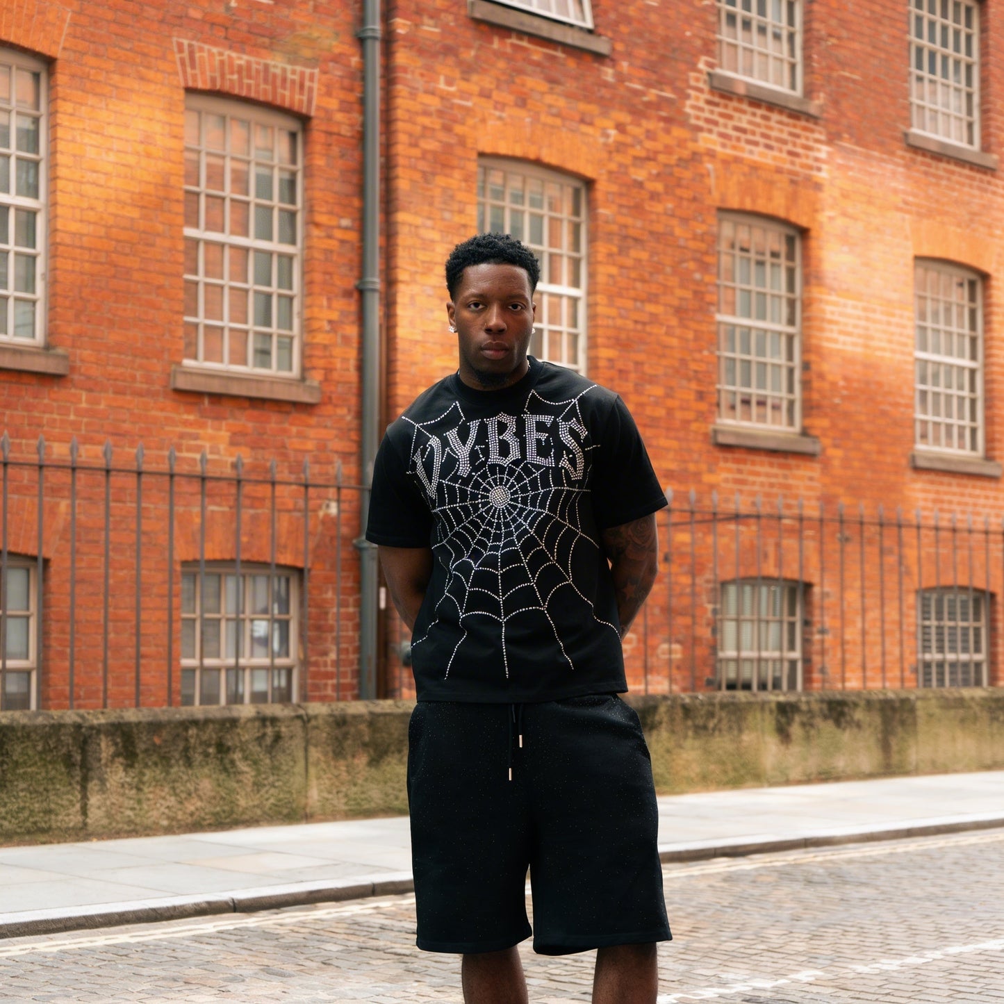 VYBES Rhinestone Web Tee